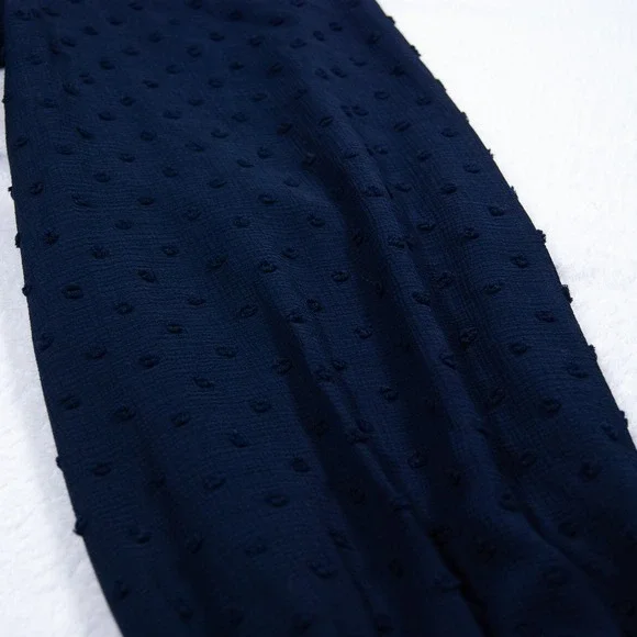 CeCe Navy Blue Sweater Top Polka Dot Sheer Sleeves Mock Neck Blouse Women Size M - Picture 6 of 10